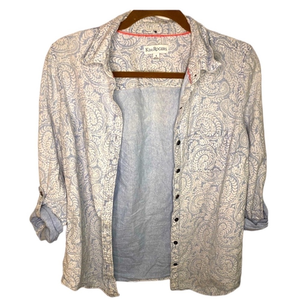 Kim Rogers Paisley Light Denim button up shirt